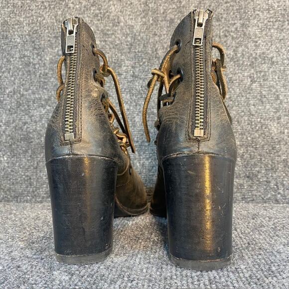 Baske California Brown Leather Fury Open Toe Booties Womens 8.5 - Picture 4 of 10